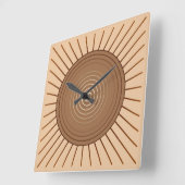 Modern Geometric Sunburst - Bruin en Tan Vierkante Klok (Hoek)
