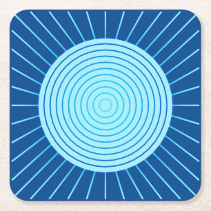 Modern Geometric Sunburst - Cobalt Blue en Aqua Kartonnen Onderzetters