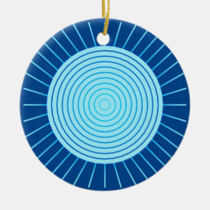 Modern Geometric Sunburst - Cobalt Blue en Aqua Keramisch Ornament