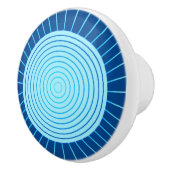 Modern Geometric Sunburst - Cobalt Blue en Aqua Keramische Knop (Rechts)