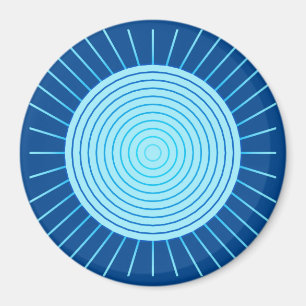 Modern Geometric Sunburst - Cobalt Blue en Aqua Magneet