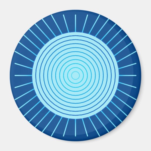 Modern Geometric Sunburst - Cobalt Blue en Aqua Magneet (Voorkant)