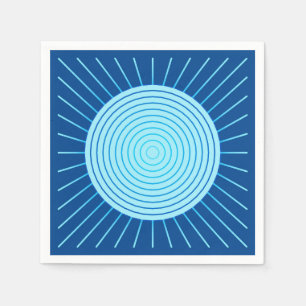 Modern Geometric Sunburst - Cobalt Blue en Aqua Servetten