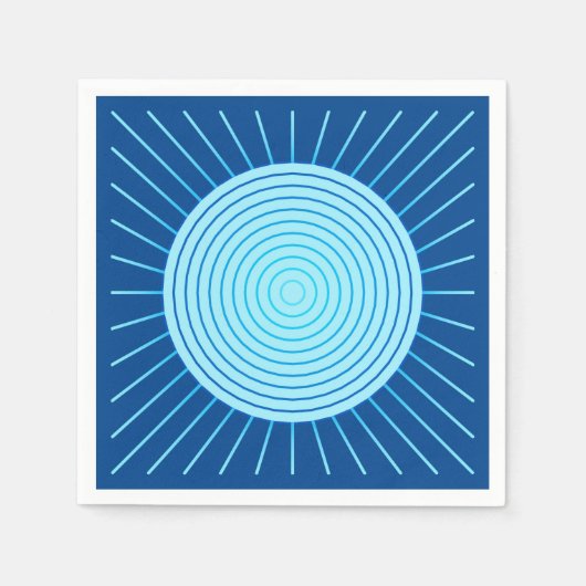 Modern Geometric Sunburst - Cobalt Blue en Aqua Servetten (Voorkant)
