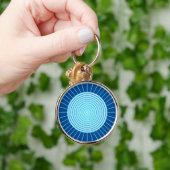 Modern Geometric Sunburst - Cobalt Blue en Aqua Sleutelhanger (Hand)