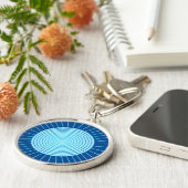 Modern Geometric Sunburst - Cobalt Blue en Aqua Sleutelhanger (Zijkant)