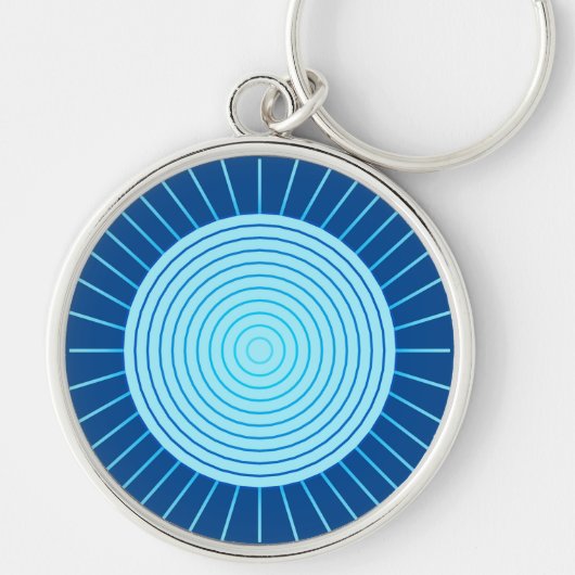 Modern Geometric Sunburst - Cobalt Blue en Aqua Sleutelhanger (Voorkant)
