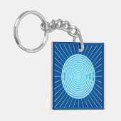Modern Geometric Sunburst - Cobalt Blue en Aqua Sleutelhanger (Voorkant Links)