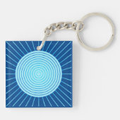 Modern Geometric Sunburst - Cobalt Blue en Aqua Sleutelhanger (Achterkant)