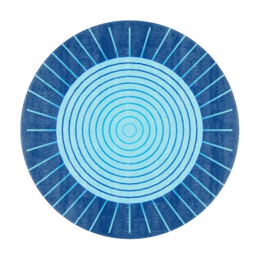 Modern Geometric Sunburst - Cobalt Blue en Aqua Snijplank (Voorkant)