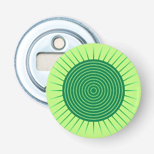 Modern Geometric Sunburst - Emerald Green en Limoe Button Flesopener