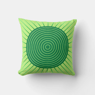 Modern Geometric Sunburst - Emerald Green en Limoe Kussen