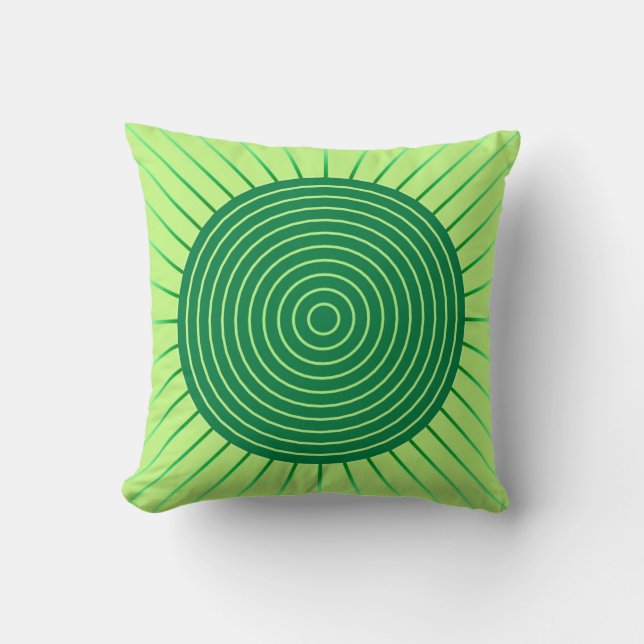 Modern Geometric Sunburst - Emerald Green en Limoe Kussen (Voorkant)