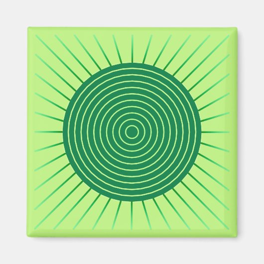 Modern Geometric Sunburst - Emerald Green en Limoe Magneet (Voorkant)