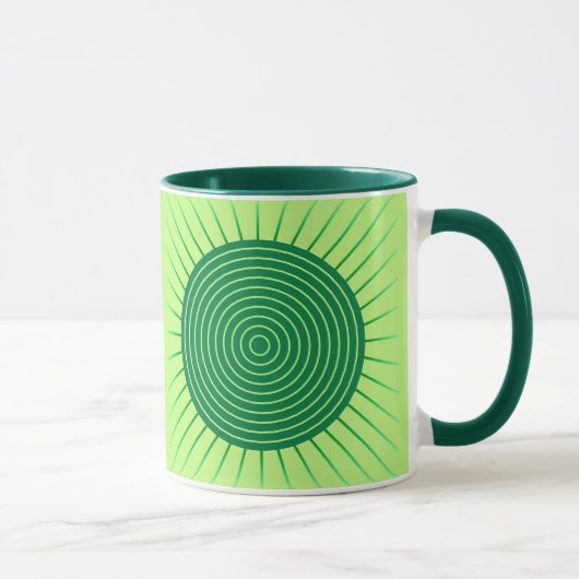 Modern Geometric Sunburst - Emerald Green en Limoe Mok (Rechts)