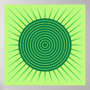 Modern Geometric Sunburst - Emerald Green en Limoe Poster