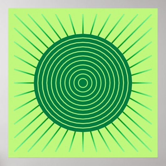 Modern Geometric Sunburst - Emerald Green en Limoe Poster (Voorkant)