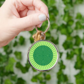 Modern Geometric Sunburst - Emerald Green en Limoe Sleutelhanger (Hand)