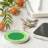 Modern Geometric Sunburst - Emerald Green en Limoe Sleutelhanger (Zijkant)