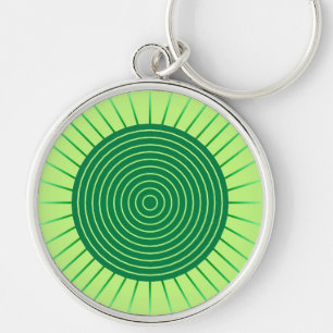 Modern Geometric Sunburst - Emerald Green en Limoe Sleutelhanger
