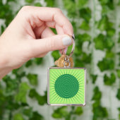 Modern Geometric Sunburst - Emerald Green en Limoe Sleutelhanger (Hand)