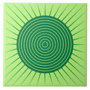 Modern Geometric Sunburst - Emerald Green en Limoe Tegeltje