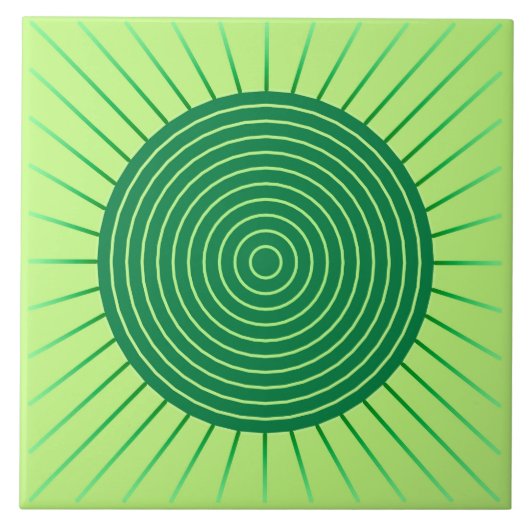 Modern Geometric Sunburst - Emerald Green en Limoe Tegeltje (Voorkant)