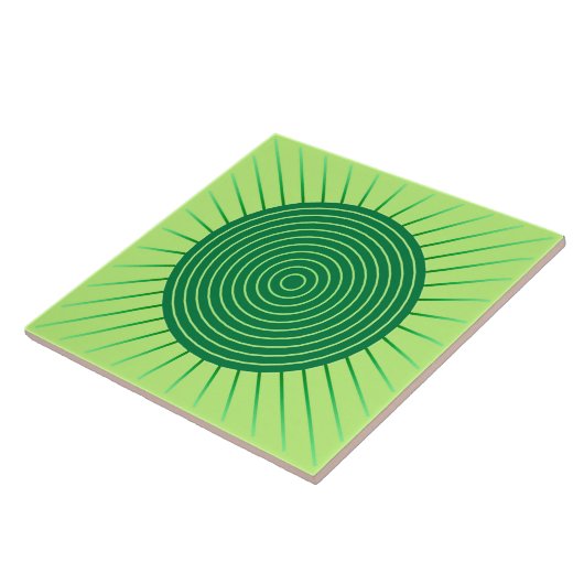Modern Geometric Sunburst - Emerald Green en Limoe Tegeltje (Zijkant)