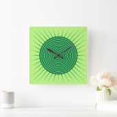 Modern Geometric Sunburst - Emerald Green en Limoe Vierkante Klok (Huis)