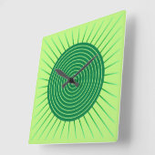 Modern Geometric Sunburst - Emerald Green en Limoe Vierkante Klok (Hoek)
