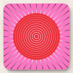 Modern Geometric Sunburst - Fuchsia and Red Bier Onderzetter