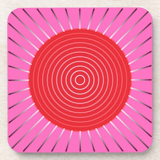 Modern Geometric Sunburst - Fuchsia and Red Bier Onderzetter (Voorkant)