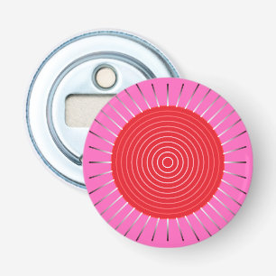 Modern Geometric Sunburst - Fuchsia and Red Button Flesopener