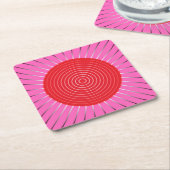 Modern Geometric Sunburst - Fuchsia and Red Kartonnen Onderzetters (Schuin)