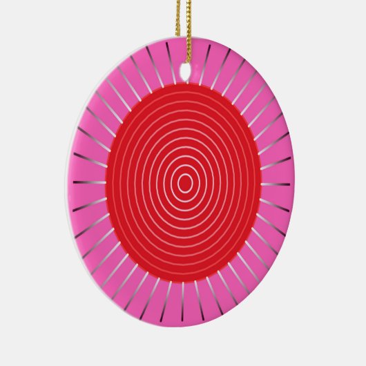 Modern Geometric Sunburst - Fuchsia and Red Keramisch Ornament (Rechts)