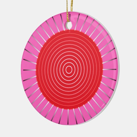 Modern Geometric Sunburst - Fuchsia and Red Keramisch Ornament (Links)