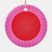 Modern Geometric Sunburst - Fuchsia and Red Keramisch Ornament (Achterkant)