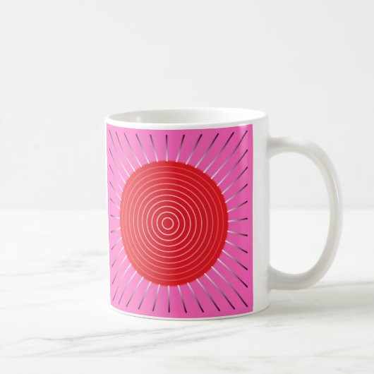 Modern Geometric Sunburst - Fuchsia and Red Koffiemok (Rechts)