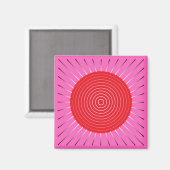 Modern Geometric Sunburst - Fuchsia and Red Magneet (Voorkant / Achterkant)