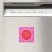 Modern Geometric Sunburst - Fuchsia and Red Magneet (Insitu (Vaatwasser))