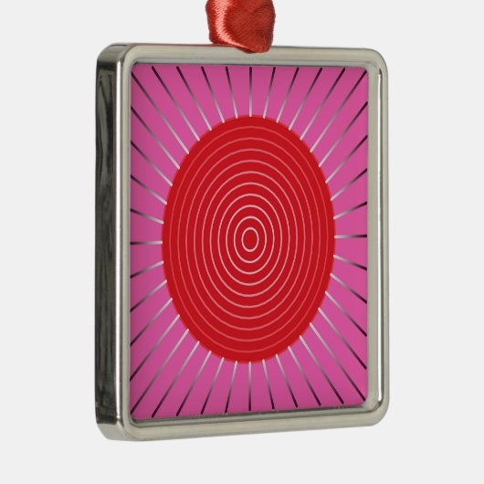 Modern Geometric Sunburst - Fuchsia and Red Metalen Ornament (Rechts)