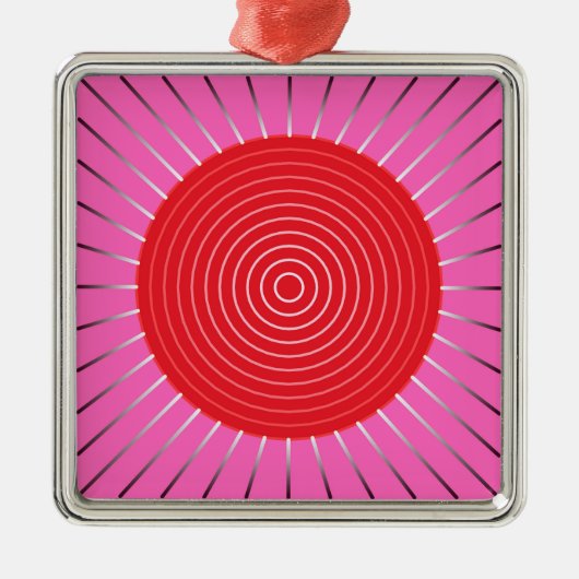 Modern Geometric Sunburst - Fuchsia and Red Metalen Ornament (Voorkant)