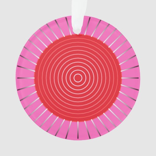 Modern Geometric Sunburst - Fuchsia and Red Ornament (voorkant)