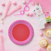 Modern Geometric Sunburst - Fuchsia and Red Papieren Bordje (Feest)