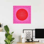 Modern Geometric Sunburst - Fuchsia and Red Poster (Thuiskantoor)