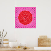 Modern Geometric Sunburst - Fuchsia and Red Poster (Keuken)