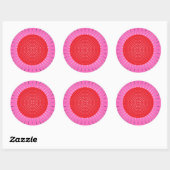 Modern Geometric Sunburst - Fuchsia and Red Ronde Sticker (Vel)