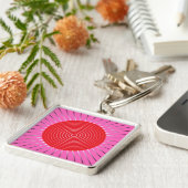 Modern Geometric Sunburst - Fuchsia and Red Sleutelhanger (Zijkant)