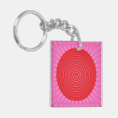 Modern Geometric Sunburst - Fuchsia and Red Sleutelhanger (Voorkant Links)