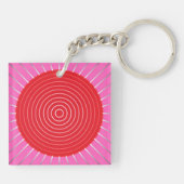 Modern Geometric Sunburst - Fuchsia and Red Sleutelhanger (Achterkant)